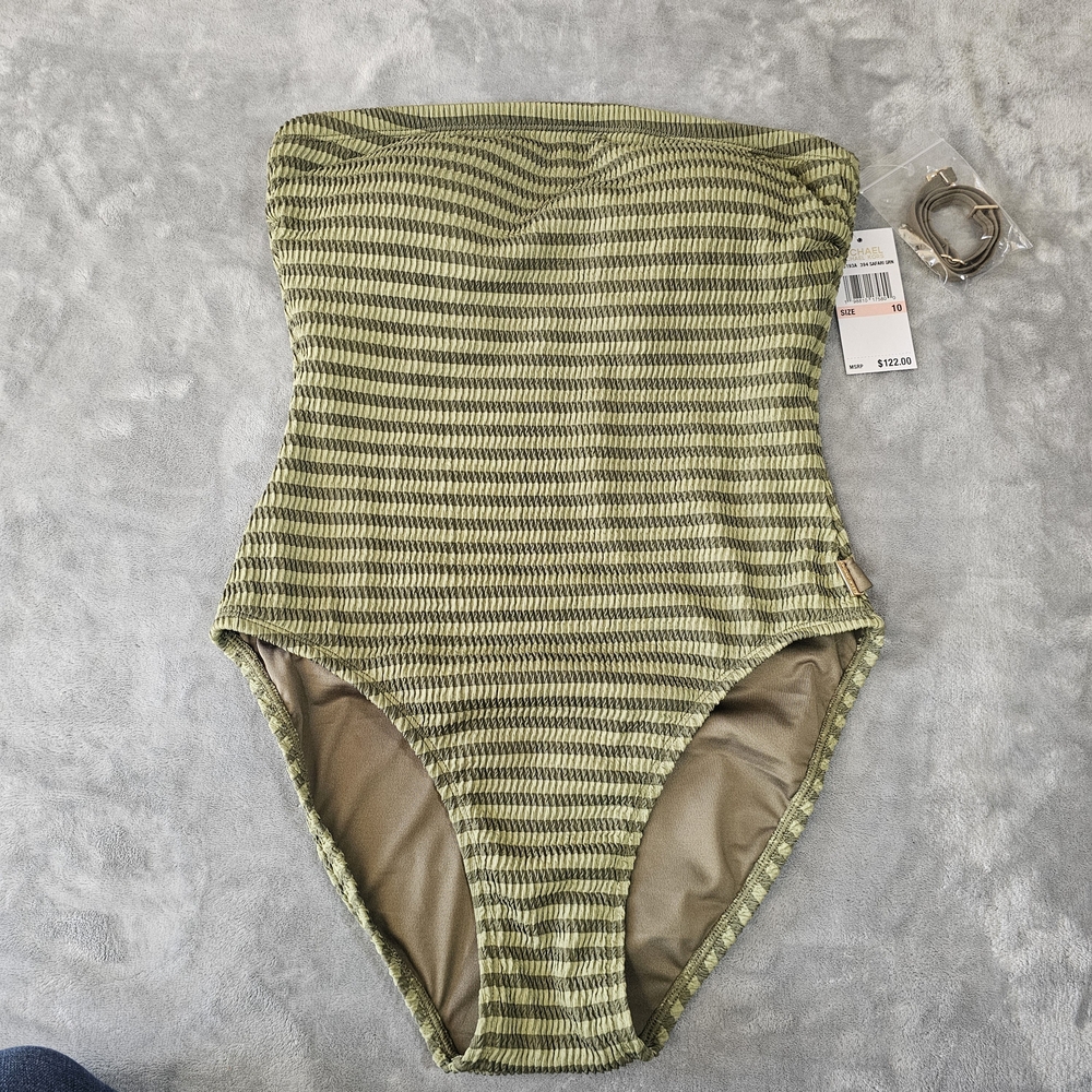 Michael Kors Women's Bandeau One-Piece Swimsuit Sz 10